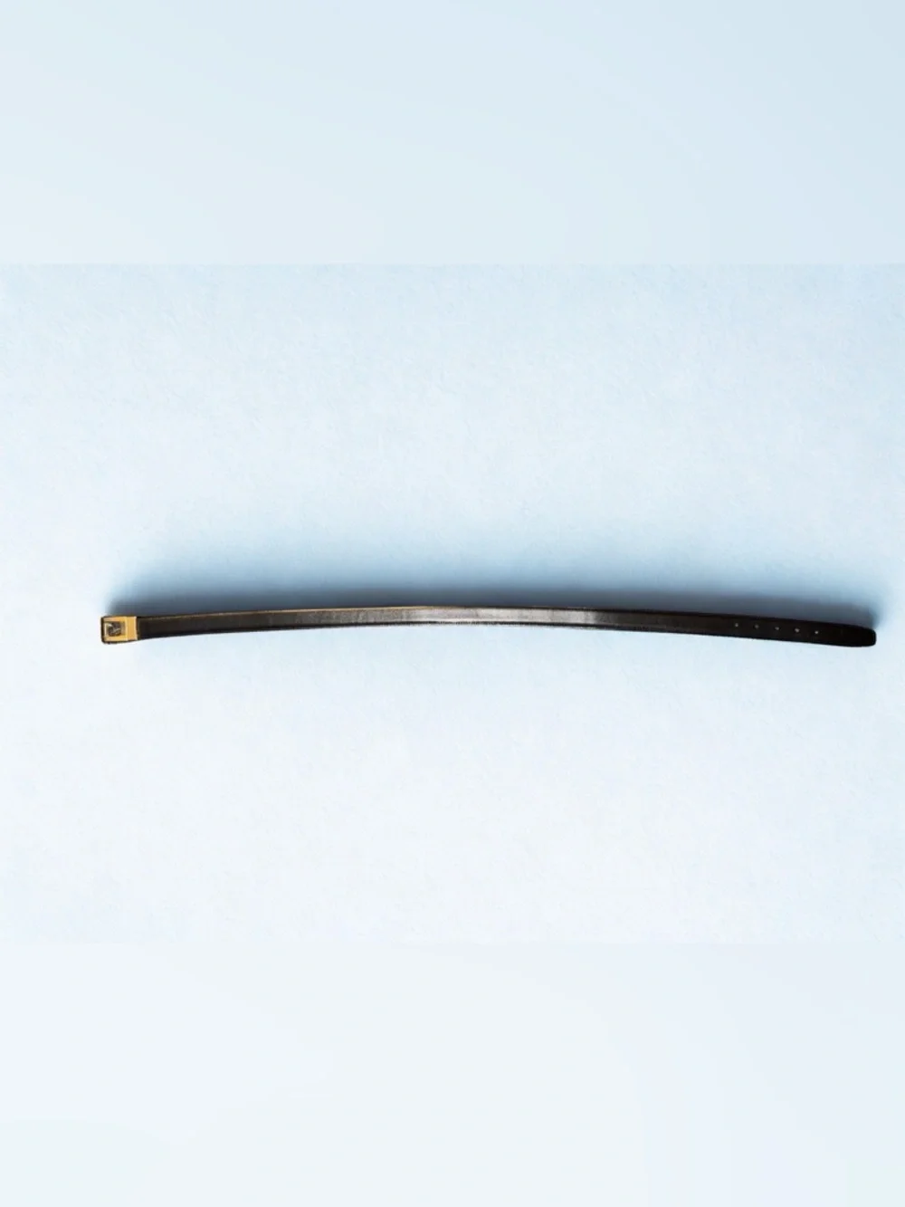 Yves Saint Laurent Black Vintage Leather Belt with Gold-Tone Buckle